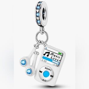 Silver, White & Blue IPod & Headphones For Pandora Braclets